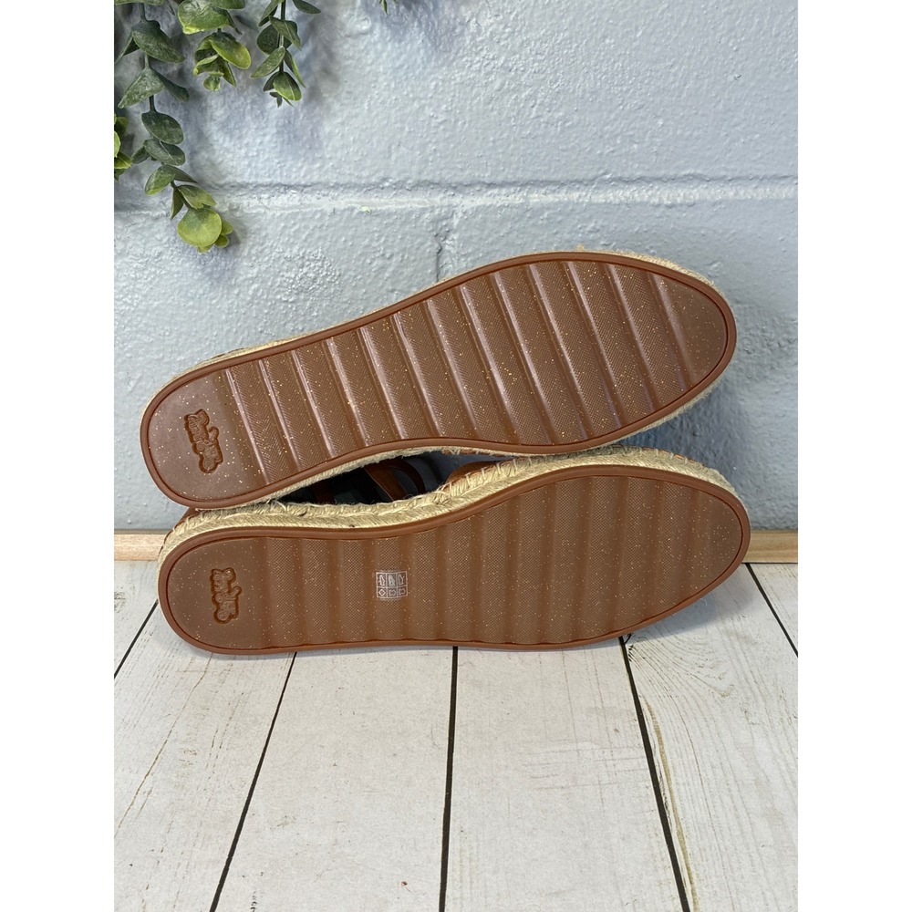 Coach G2054 Suede Tea Rose Floral Studded Espadrille Ankle Strap Flats Brown 9B - Picture 8 of 8
